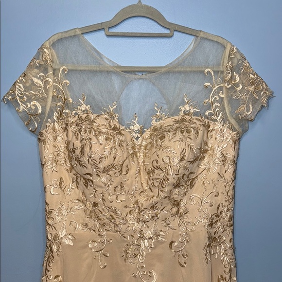 Taupe Sequin High Low Dress with Flutter Cap Sleeves Size 18W - Picture 4 of 14